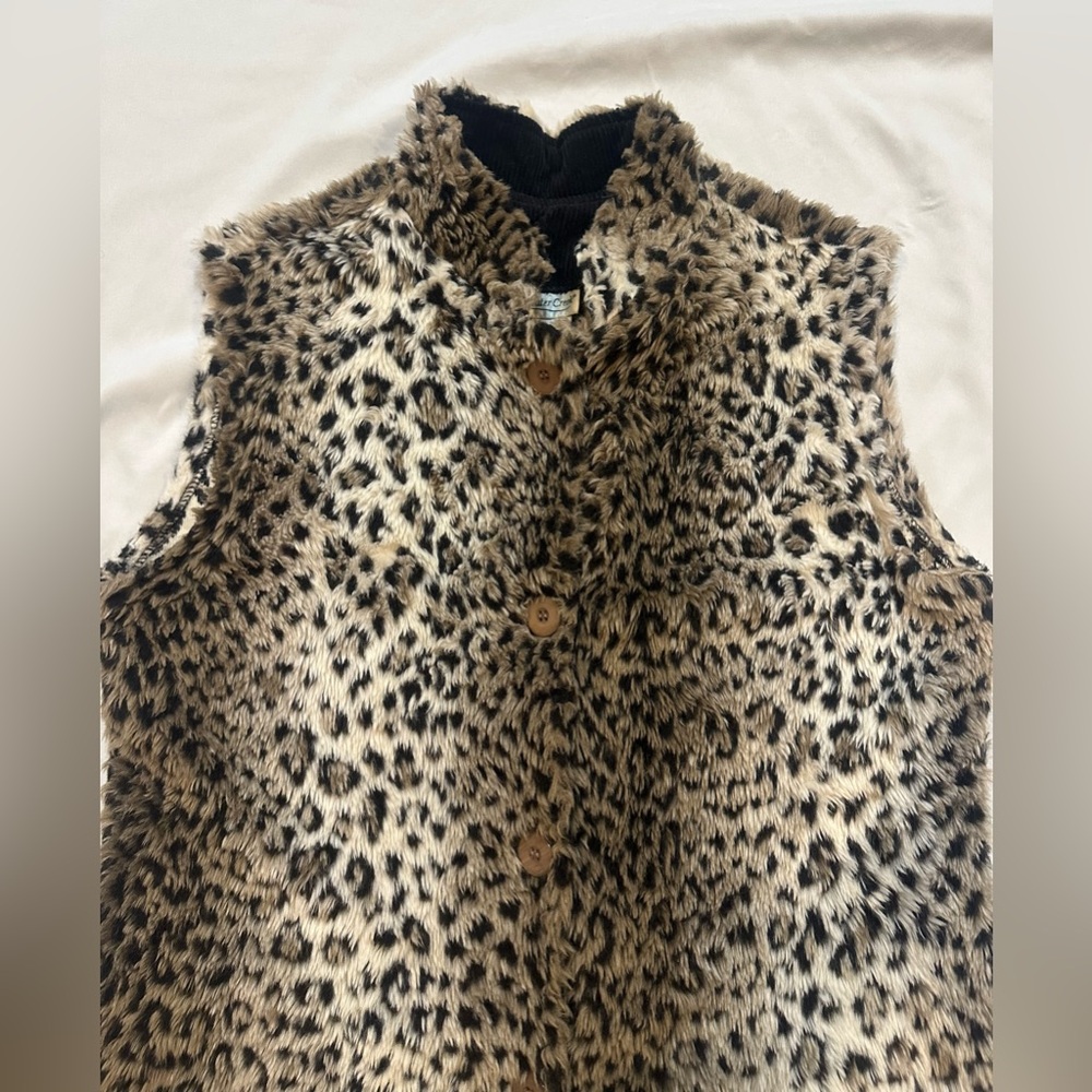 Coldwater Creek Leopard Print Faux Fur Vest - Picture 4 of 14
